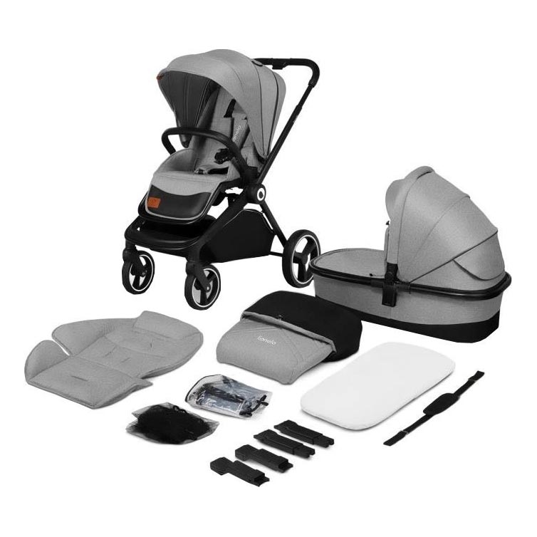 Lionelo - 2in1 kombinuotas vežimėlis MIKA Grey Stone