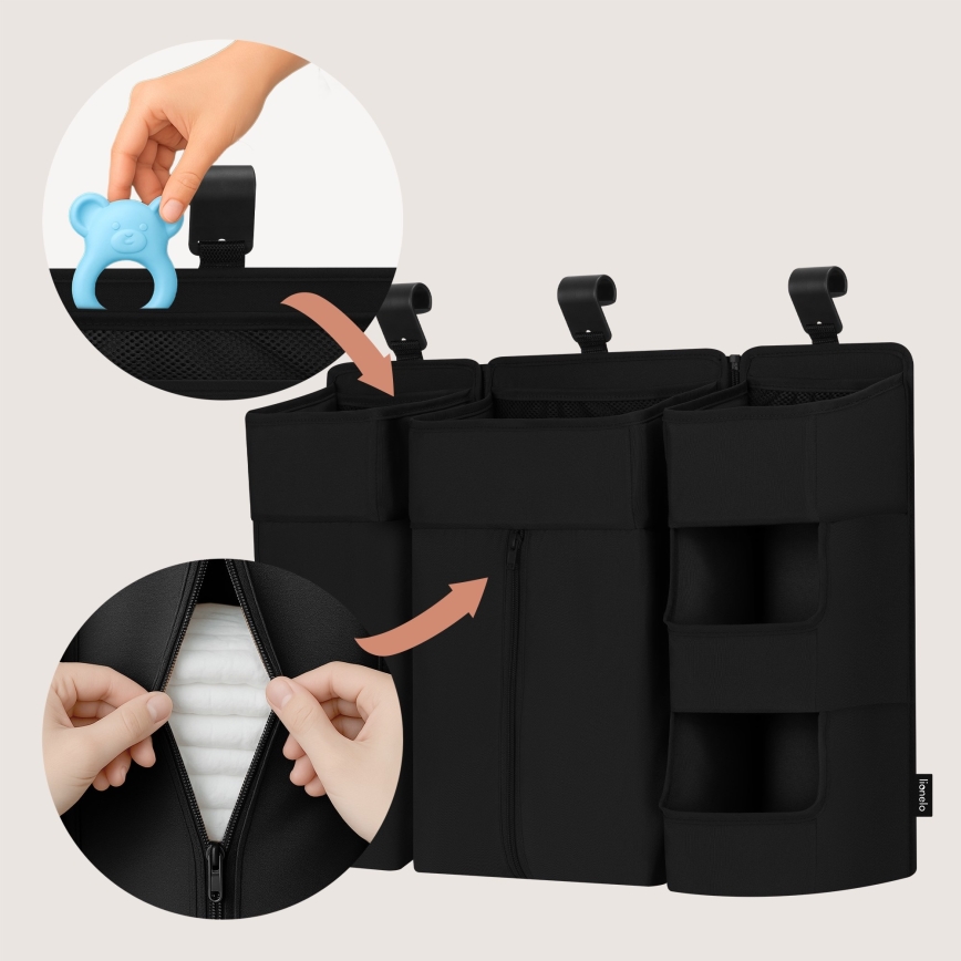 Lionelo - 3 viename lovytės organizatorius SIDEPOCKET juodas