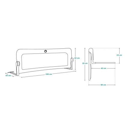Lionelo - Apsauginė lovos tvorelė EVA pilka
