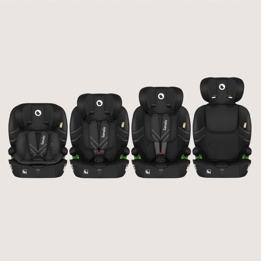 Lionelo - Automobilinė kėdutė LEVI FIX i-Size 76-150 cm Juoda Carbon