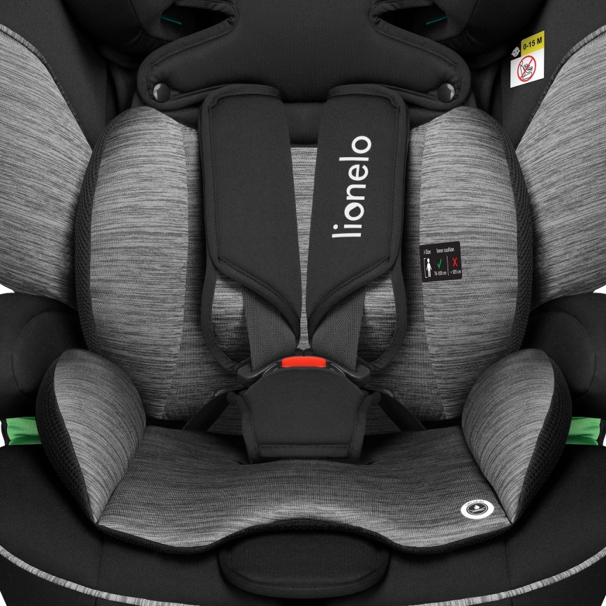 Lionelo - Automobilinė kėdutė LEVI i-Size 76-150 cm juoda/pilka