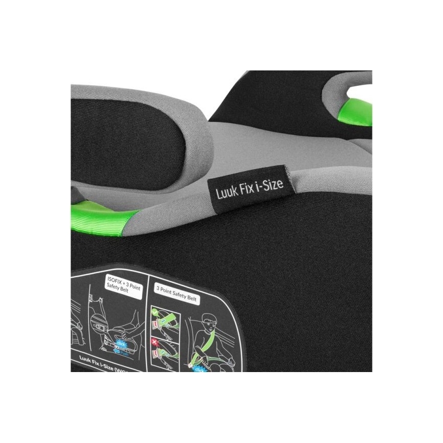 Lionelo - Automobilinė kėdutė paaukštinama LUUK FIX i-Dydis 125-150 cm juoda/pilka