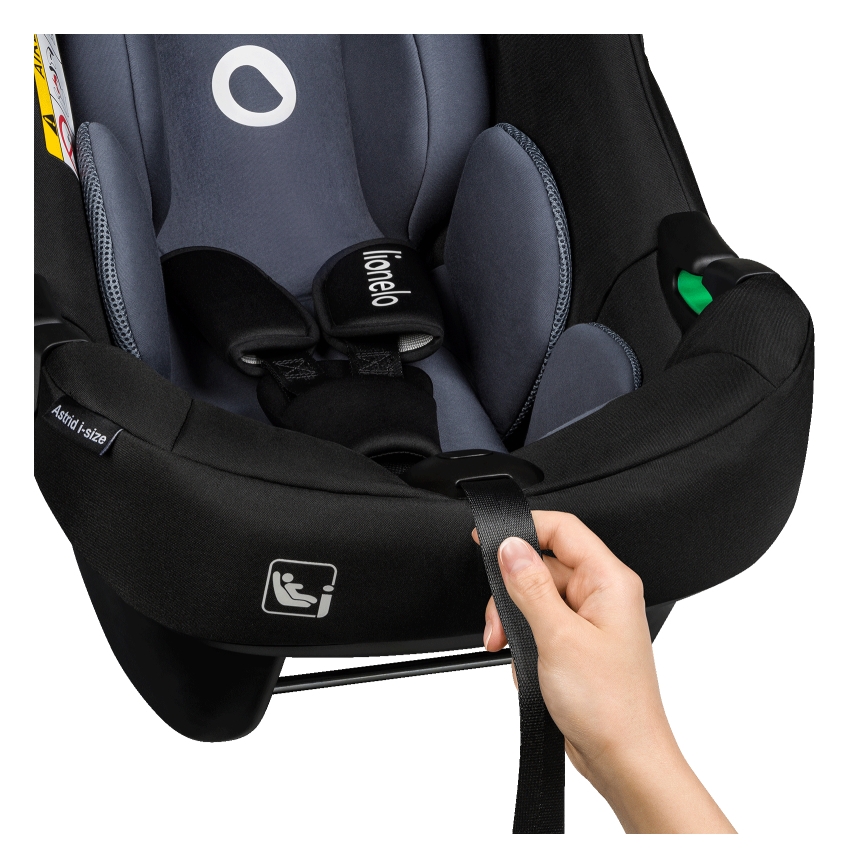 Lionelo - Automobilinė kėdutė su baze ASTRID SET i-Size 40-87 cm Juoda Pilka