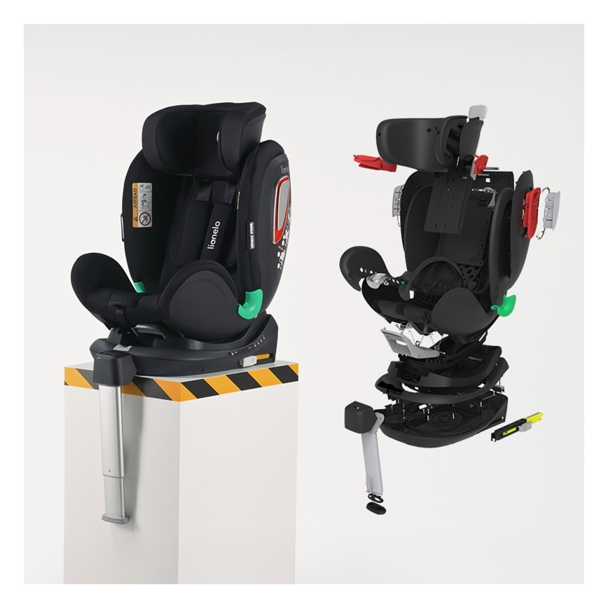 Lionelo - pasukama automobilinė kėdutė su baze ANTOON PLUS i-Size 40-105 cm Black Onyx