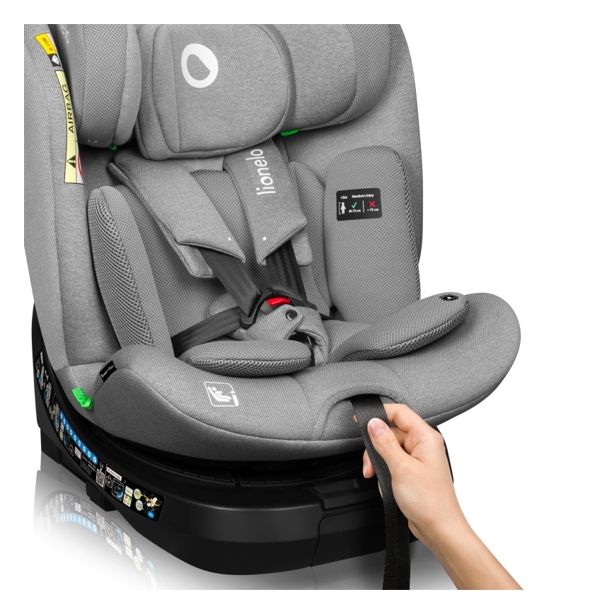 Lionelo - Automobilinė kėdutė su pasukama baze BRAVE i-Size 40–150 cm Grey Stone
