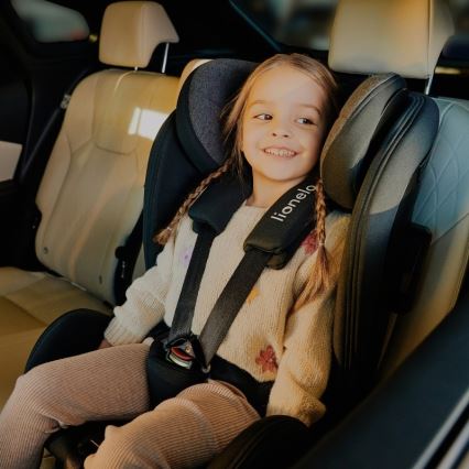 Lionelo - automobilinė kėdutė su pasukama baze HARPER i-Size 76-150 cm juodas anglies raštas
