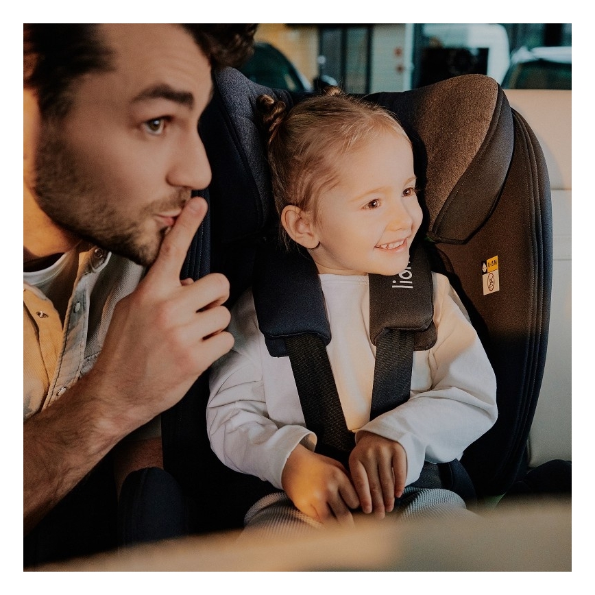 Lionelo - automobilinė kėdutė su pasukama baze HARPER i-Size 76-150 cm juodas anglies raštas