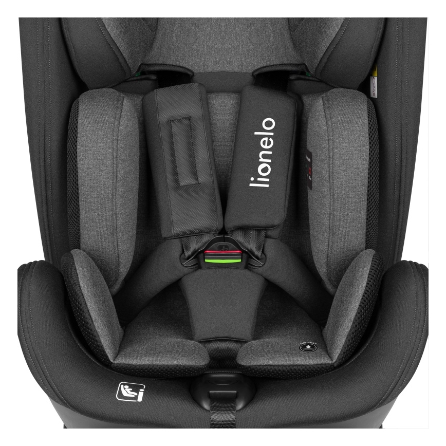 Lionelo - automobilinė kėdutė su pasukama baze HARPER i-Size 76-150 cm juodas anglies raštas