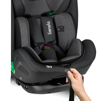 Lionelo - automobilinė kėdutė su pasukama baze HARPER i-Size 76-150 cm juodas anglies raštas