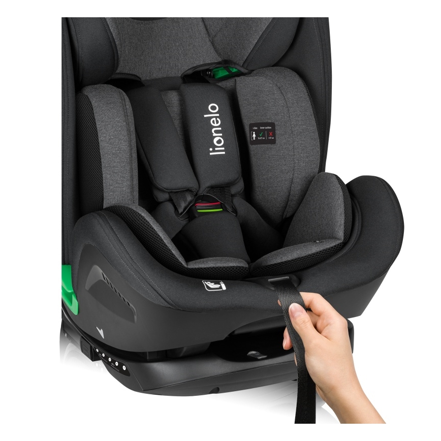 Lionelo - automobilinė kėdutė su pasukama baze HARPER i-Size 76-150 cm juodas anglies raštas