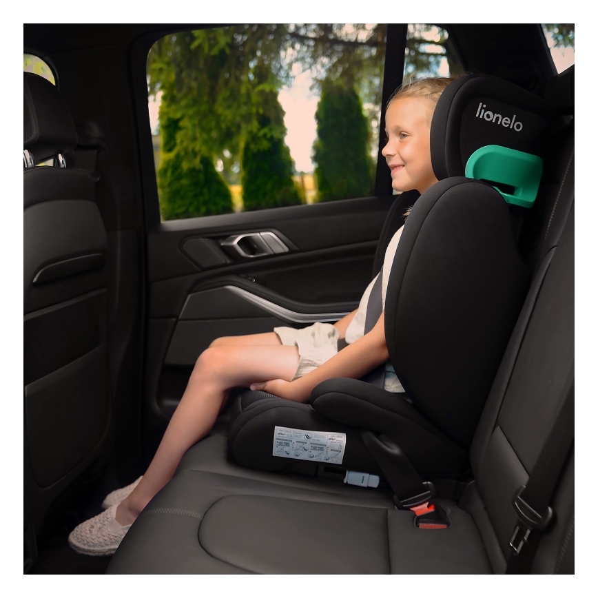Lionelo - Automobilio sėdynė HUGO i-Dydis 100-150 cm juoda/pilka