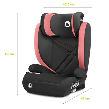Lionelo - Automobilio sėdynė HUGO i-Dydis 100-150 cm juoda/rausva