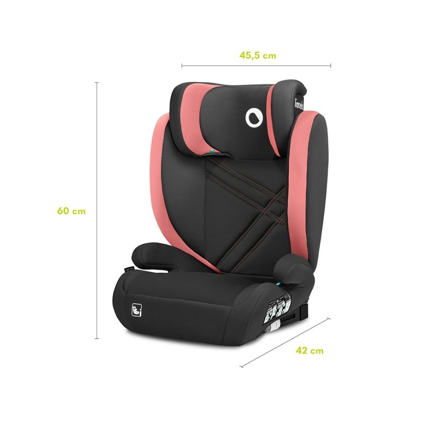 Lionelo - Automobilio sėdynė HUGO i-Dydis 100-150 cm juoda/rausva
