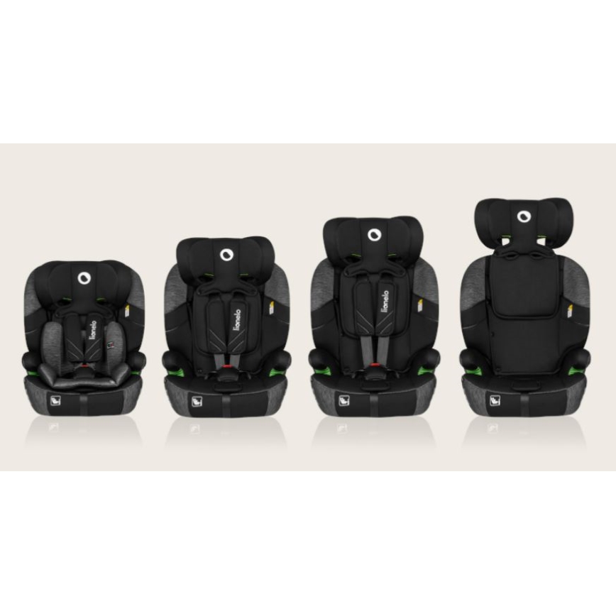 Lionelo - Automobilio sėdynė LEVI ONE i-Dydis 76-150 cm juoda/pilka
