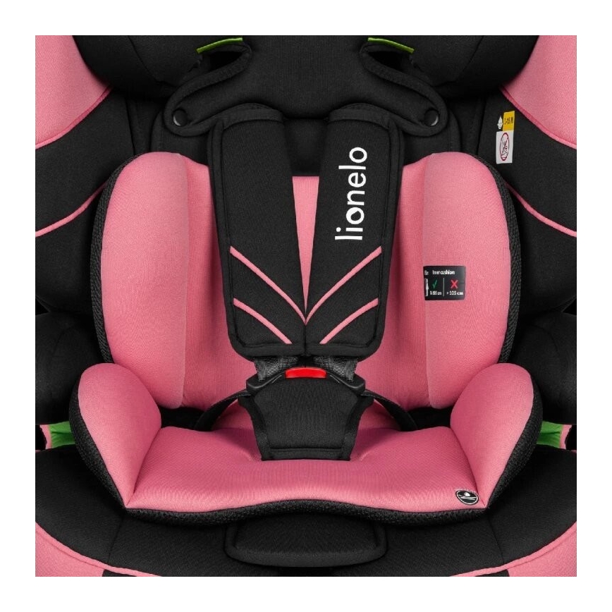 Lionelo - Automobilio sėdynė LEVI ONE i-Dydis 76-150 cm juoda/rausva