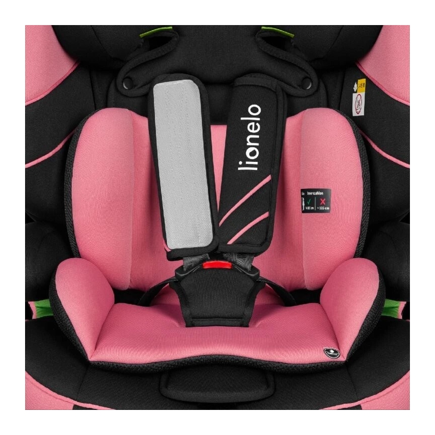 Lionelo - Automobilio sėdynė LEVI ONE i-Dydis 76-150 cm juoda/rausva