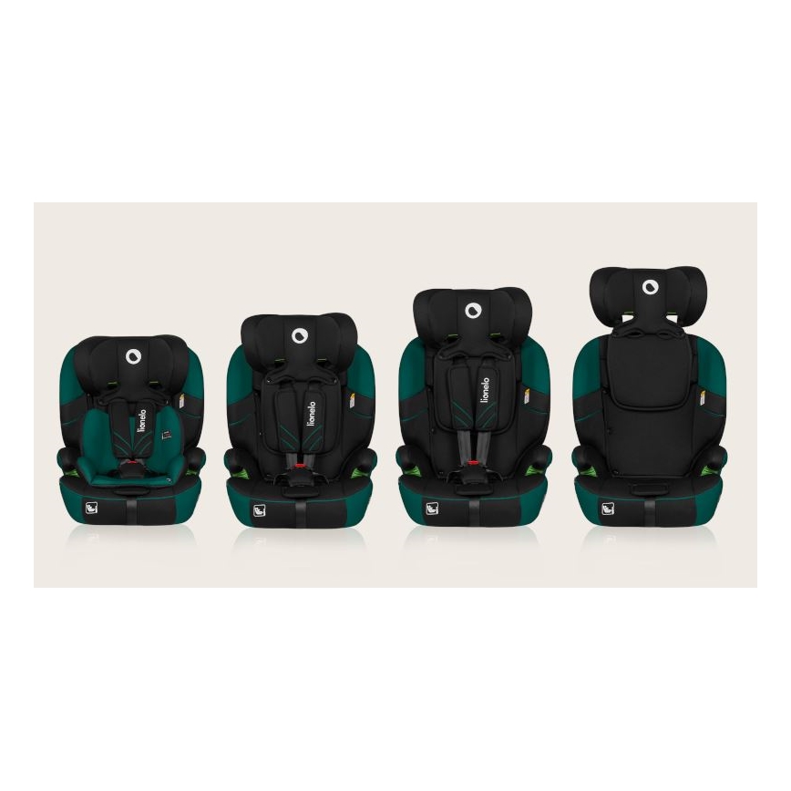 Lionelo - Automobilio sėdynė LEVI ONE i-Dydis 76-150 cm juoda/žalia