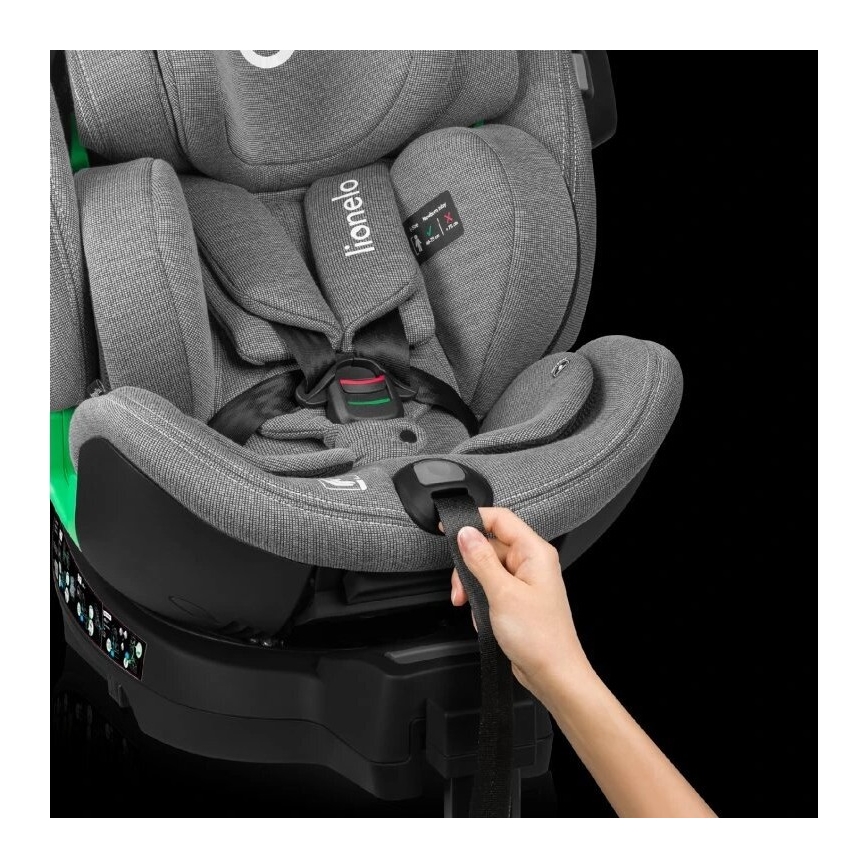 Lionelo - Automobilio sėdynė su baze besisukantis HARMONY i-Dydis 40-150 cm juoda/pilka