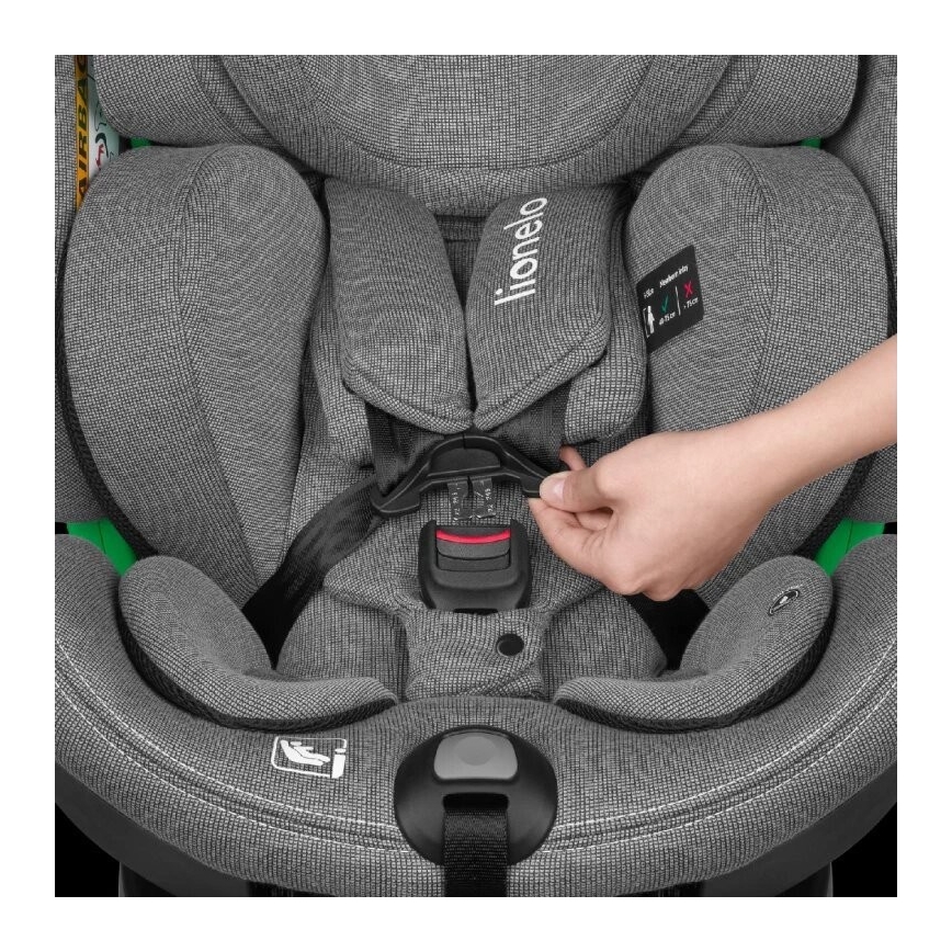Lionelo - Automobilio sėdynė su baze besisukantis HARMONY i-Dydis 40-150 cm juoda/pilka