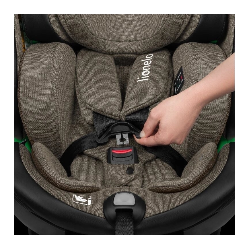 Lionelo - Automobilio sėdynė su baze swivel HARMONY i-Dydis 40-150 cm juoda/alyvmedis