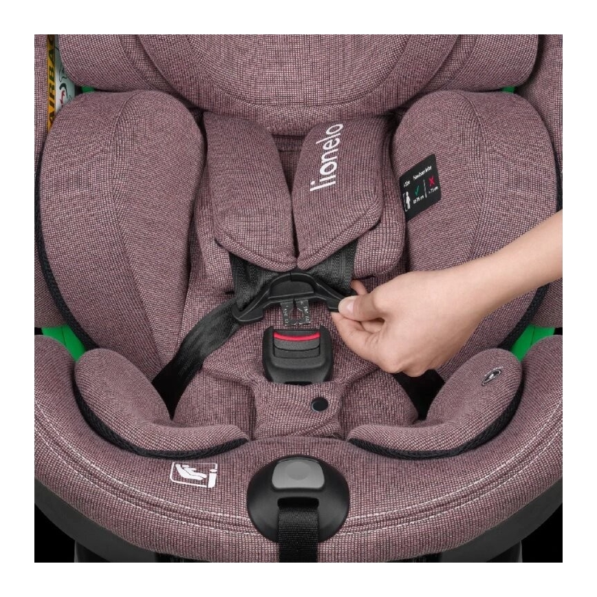 Lionelo - Automobilio sėdynė su baze swivel HARMONY i-Dydis 40-150 cm rausva