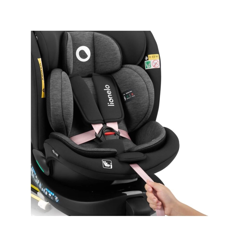 Lionelo - Automobilio sėdynė su baze swivel NAVY i-Dydis 40-150 cm juoda/rausva