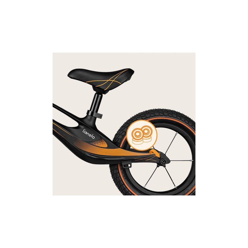Lionelo - Balansinis dviratis BART AIR juodas/oranžinis