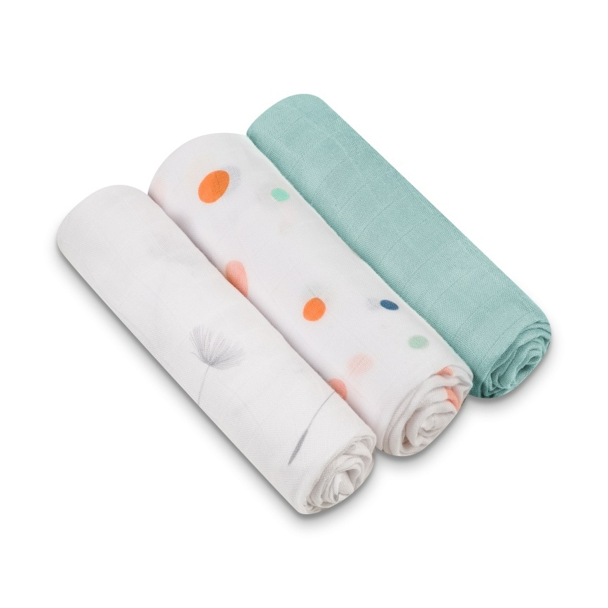 Lionelo - bambukinis vystyklų rinkinys (3 vnt.) BAMBOO SET 70x70 cm Dot