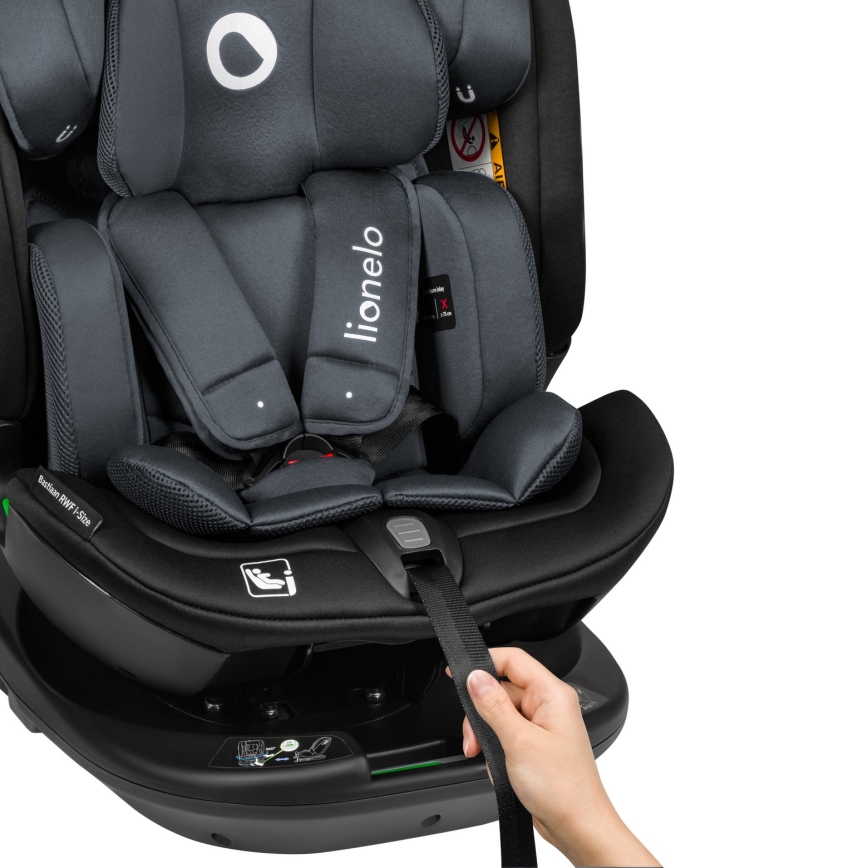 Lionelo - BASTIAAN i-Size 40-150 cm pasukama automobilinė kėdutė su baze, Pilkas akmuo