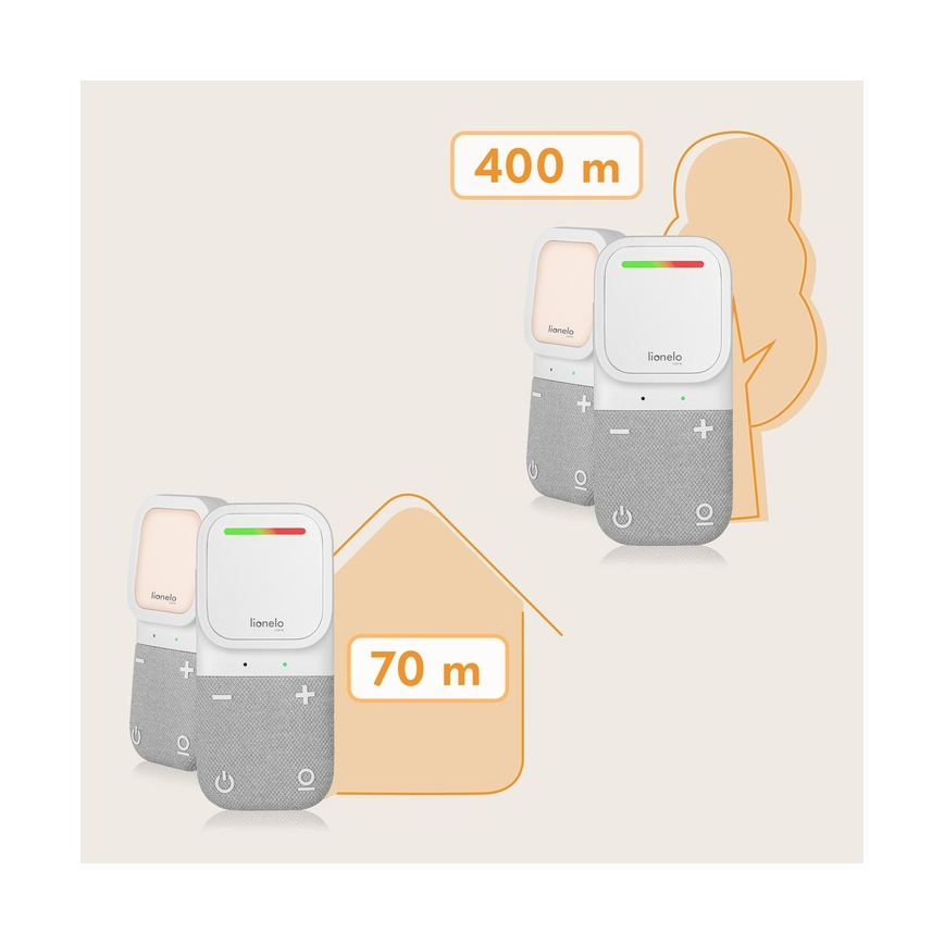 Lionelo - Belaidė įkraunama kūdikio garso stebėjimo priemonė BABYLINE 2.2 5V