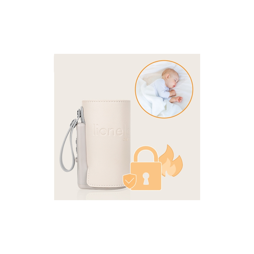 Lionelo - Įkraunamas butelių šildytuvas THERMUP GO PLUS 10W/5V smėlinė