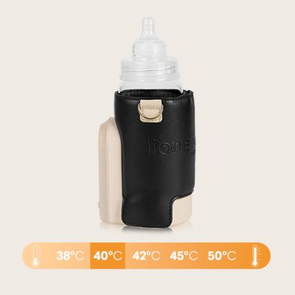Lionelo - Įkraunamas buteliuko šildytuvas THERMUP GO EVO 18W/5V juoda/smėlio spalva
