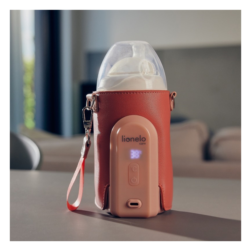 Lionelo - Įkraunamas buteliuko šildytuvas THERMUP GO EVO 18W/5V rausva