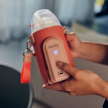 Lionelo - Įkraunamas buteliuko šildytuvas THERMUP GO EVO 18W/5V rausva