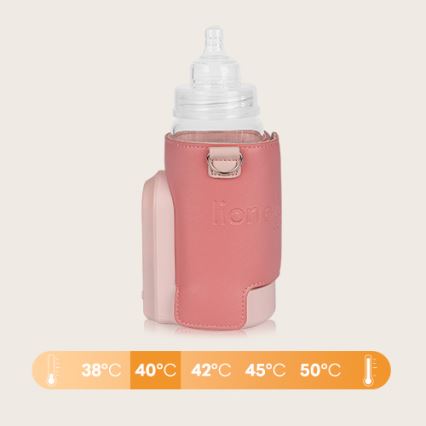 Lionelo - Įkraunamas buteliuko šildytuvas THERMUP GO EVO 18W/5V rausva