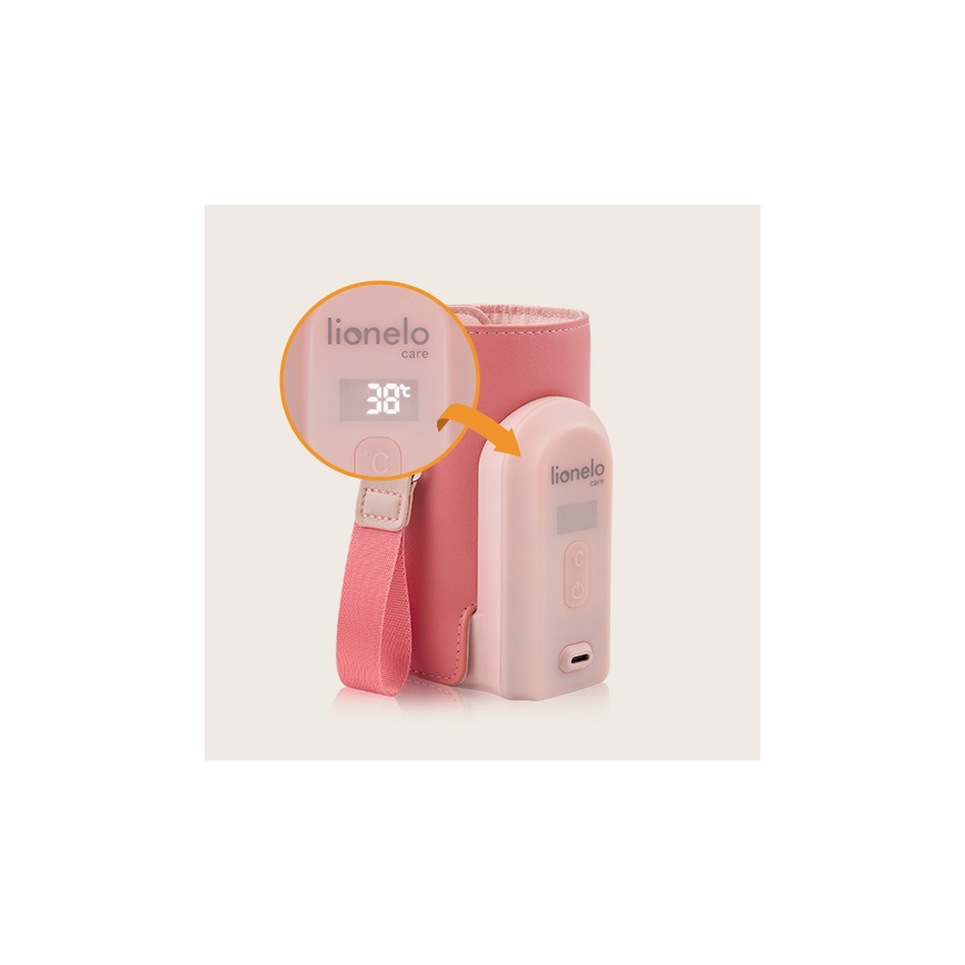 Lionelo - Įkraunamas buteliuko šildytuvas THERMUP GO EVO 18W/5V rausva