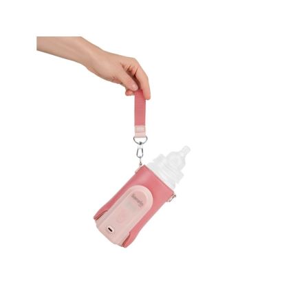 Lionelo - Įkraunamas buteliuko šildytuvas THERMUP GO EVO 18W/5V rausva