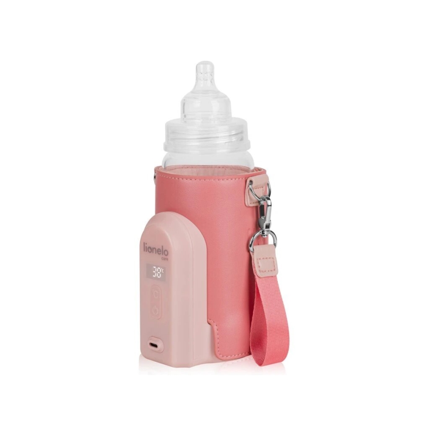 Lionelo - Įkraunamas buteliuko šildytuvas THERMUP GO EVO 18W/5V rausva