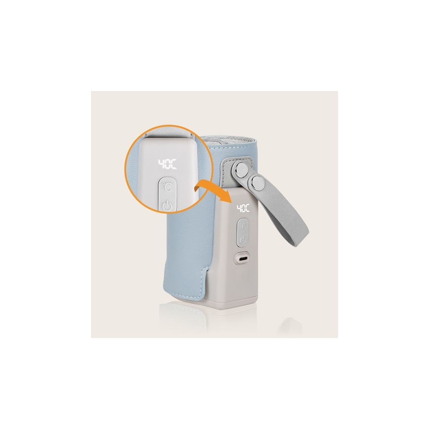 Lionelo - Įkraunamas buteliuko šildytuvas THERMUP GO PLUS 10W/5V mėlyna/pilka