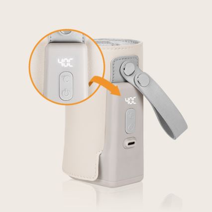 Lionelo - Įkraunamas buteliuko šildytuvas THERMUP GO PLUS 10W/5V smėlio spalva