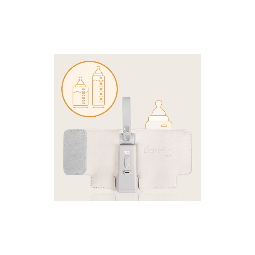 Lionelo - Įkraunamas buteliuko šildytuvas THERMUP GO PLUS 10W/5V smėlio spalva