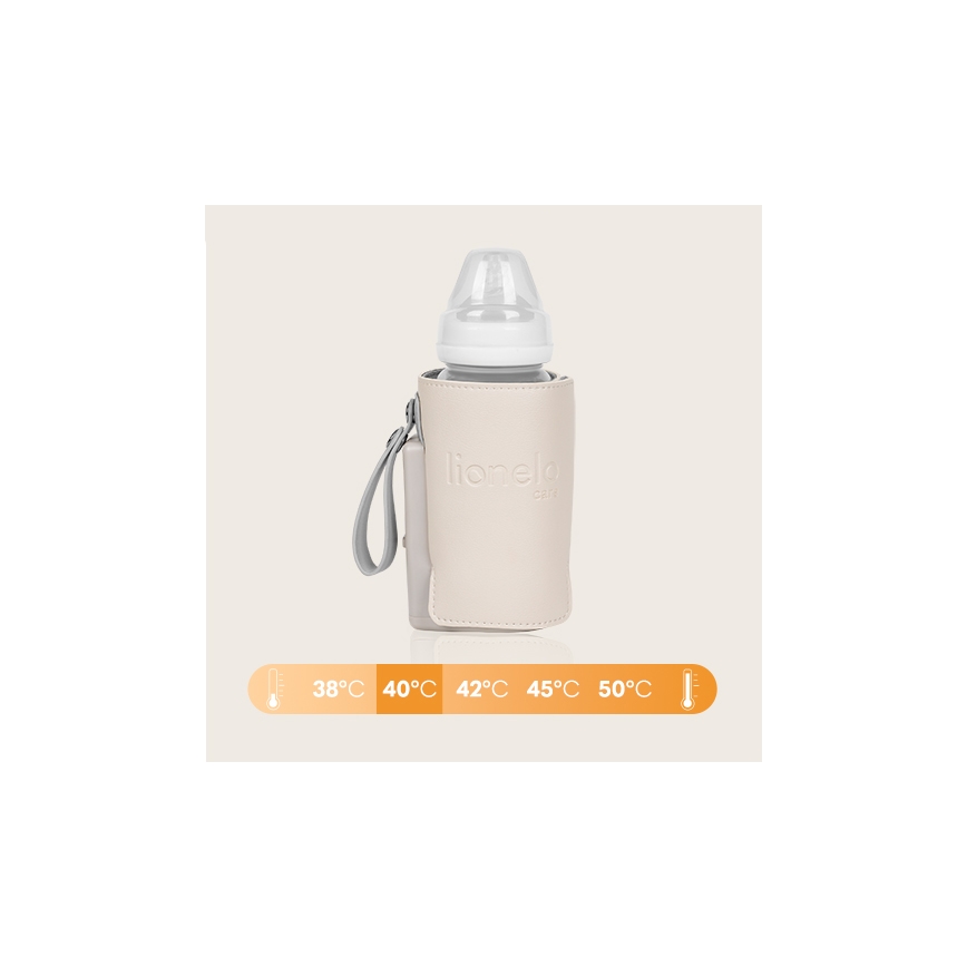 Lionelo - Įkraunamas buteliuko šildytuvas THERMUP GO PLUS 10W/5V smėlio spalva