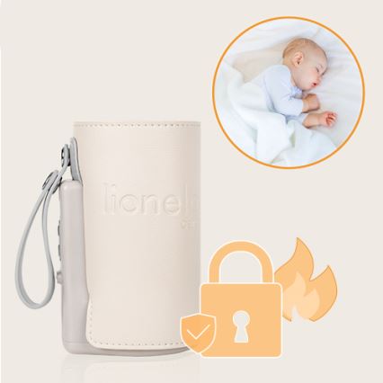 Lionelo - Įkraunamas buteliuko šildytuvas THERMUP GO PLUS 10W/5V smėlio spalva