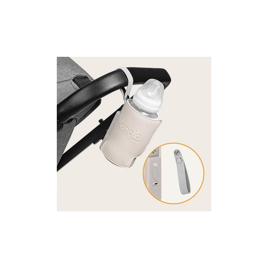 Lionelo - Įkraunamas buteliuko šildytuvas THERMUP GO PLUS 10W/5V smėlio spalva
