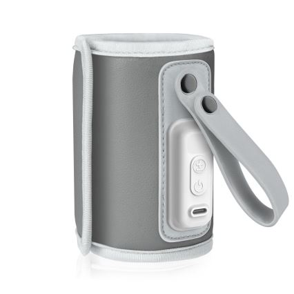Lionelo - Įkraunamas buteliukų šildytuvas THERMUP GO 18W/5V pilkas/sidabrinis