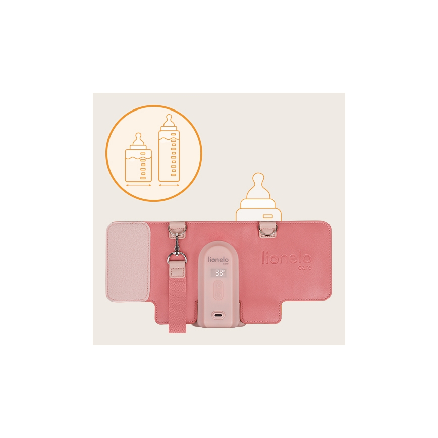 Lionelo - Įkraunamas buteliukų šildytuvas THERMUP GO EVO 18W/5V rožinis