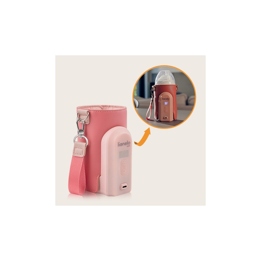 Lionelo - Įkraunamas buteliukų šildytuvas THERMUP GO EVO 18W/5V rožinis