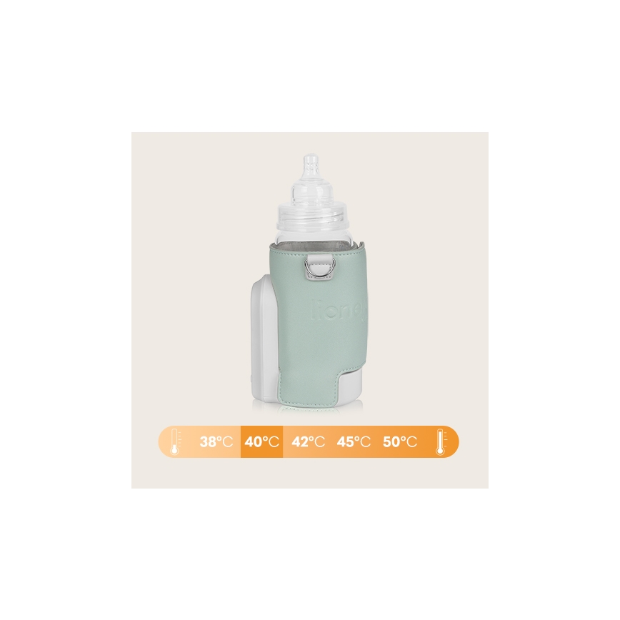 Lionelo - Įkraunamas buteliukų šildytuvas THERMUP GO EVO 18W/5V žalia/balta