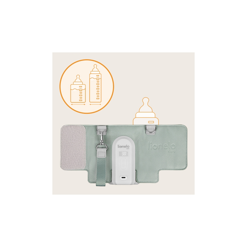 Lionelo - Įkraunamas buteliukų šildytuvas THERMUP GO EVO 18W/5V žalia/balta