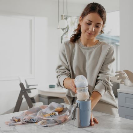 Lionelo - Įkraunamas buteliukų šildytuvas THERMUP GO PLUS 10W/5V mėlyna/pilka